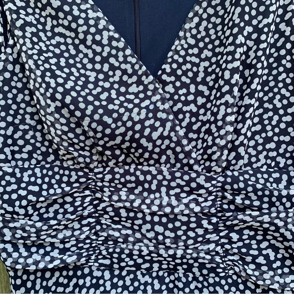 DRESS BARN polka dot sleeveless v neck fit and flare midi dress spring summer - Picture 6 of 9